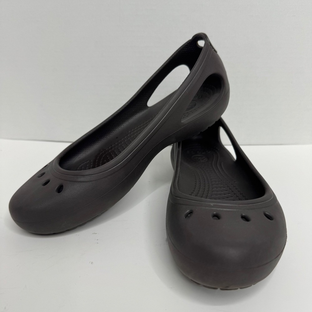 Crocs Kadee Flat Espresso Brown Comfort Ballet Shoes Womens Size 7